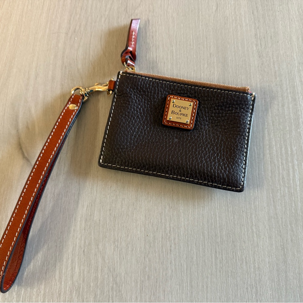 Dooney & Bourke Black and Brown Leather Wristlet